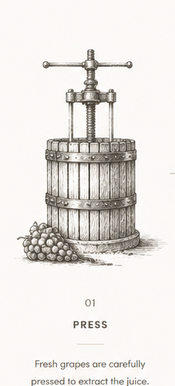 Illustration of a grape press for the first step of pisco production