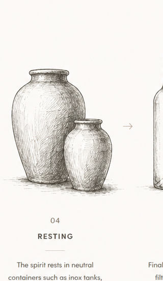 Illustration of clay vessels for the fourth step of pisco production