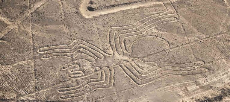 A Nazca Lines geoglyph seen from above